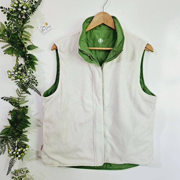 Sunice‎ Weather Reversible Womens Quilted Green & White Sherpa Vest M《936》J - Picture 2 of 6